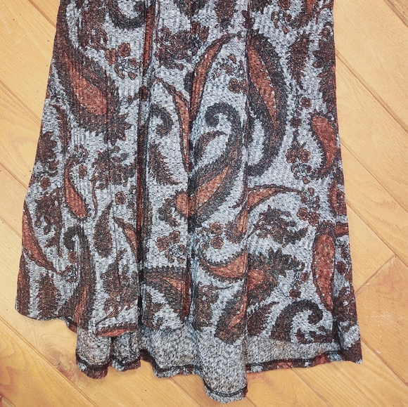 Tacera XL Gray and brown short sleeved paisley midi dress - Picture 10 of 10